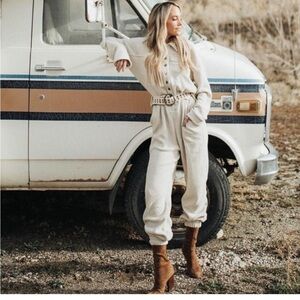 Free People Ride or Die khaki Jumpsuit